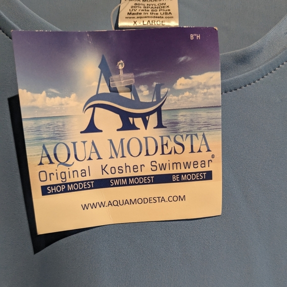 Swimsuit Dress Lettuce Hemline and wrists. NWT. Snag in front fabric. A2 - Picture 2 of 8